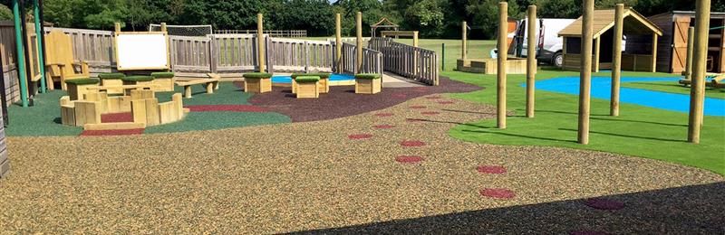 EYFS playground with Artificial Grass-Topped Seats